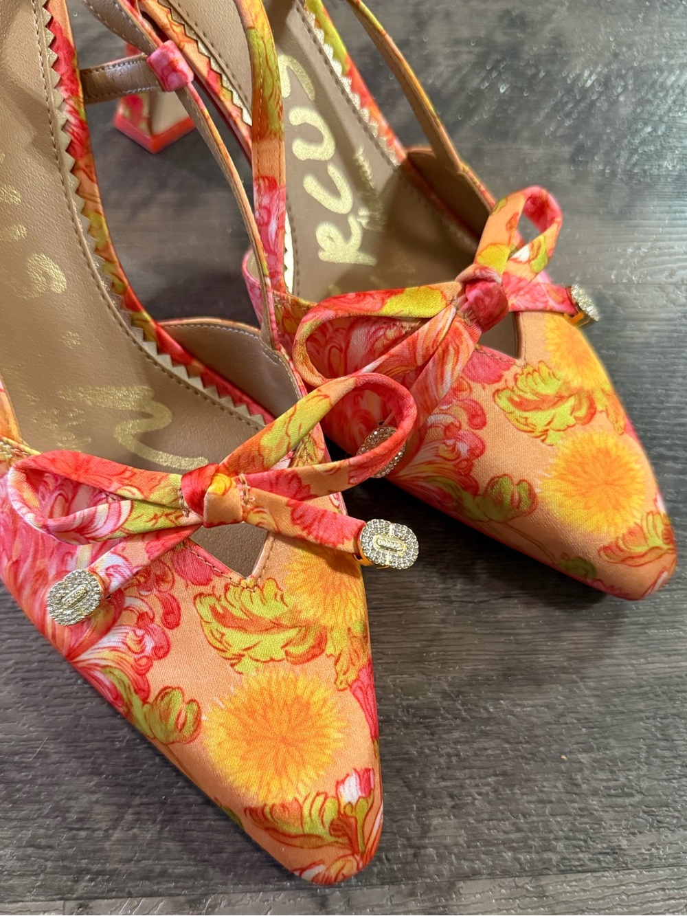 Circus by Sam Edelman Monica Floral Slingback Heel in Apricot Haze Multi 8.5 NEW - Picture 6 of 9